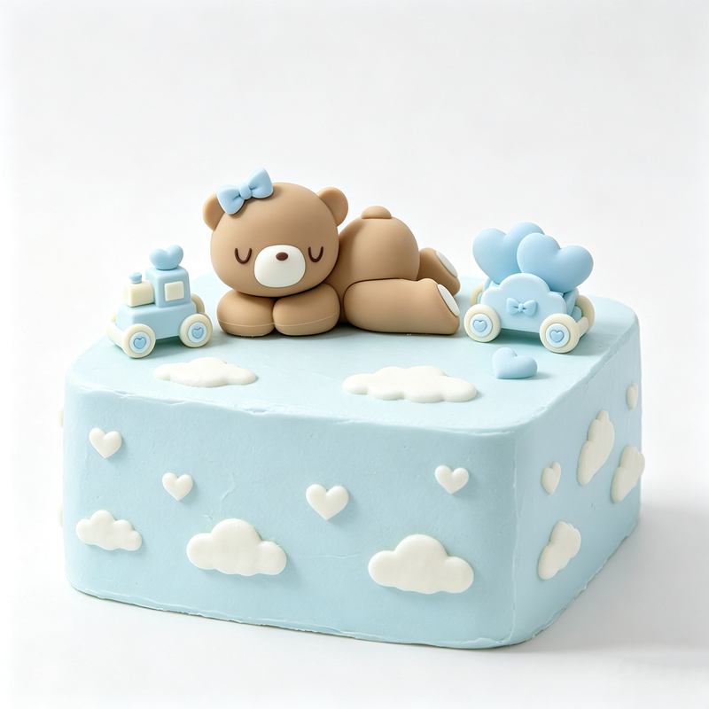 3D Pink Blue Bear Cake Topper  - огляд і ціна Resin Art Baby