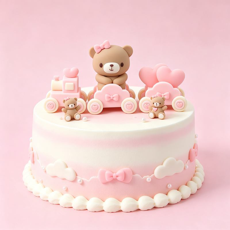 3D Pink Blue Bear Cake Topper  - огляд і ціна Resin Art Baby