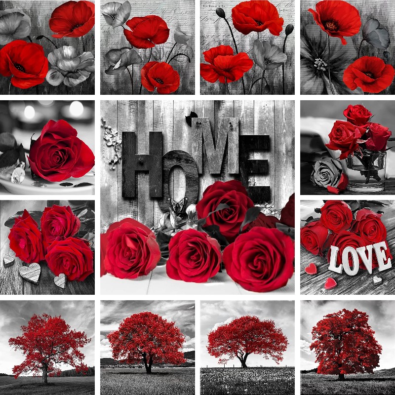 Mosaic Diamond Red Black Art L - огляд і ціна Resin Art Rose